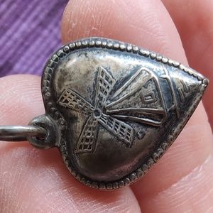 Antique Sterling Silver Puffed heart charm
